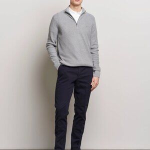 Polo Ralph Lauren Basketweave Knit Quarter Zip Sweater Heather Gray Medium